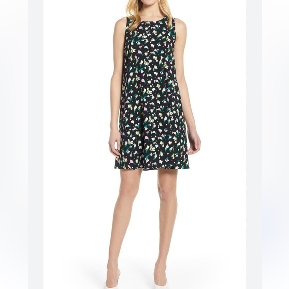 Halogen Dresses & Skirts - Halogen  EUC. Black Floral Sleeveless A-Line Back Zip Dress. Fun Fun Fun!